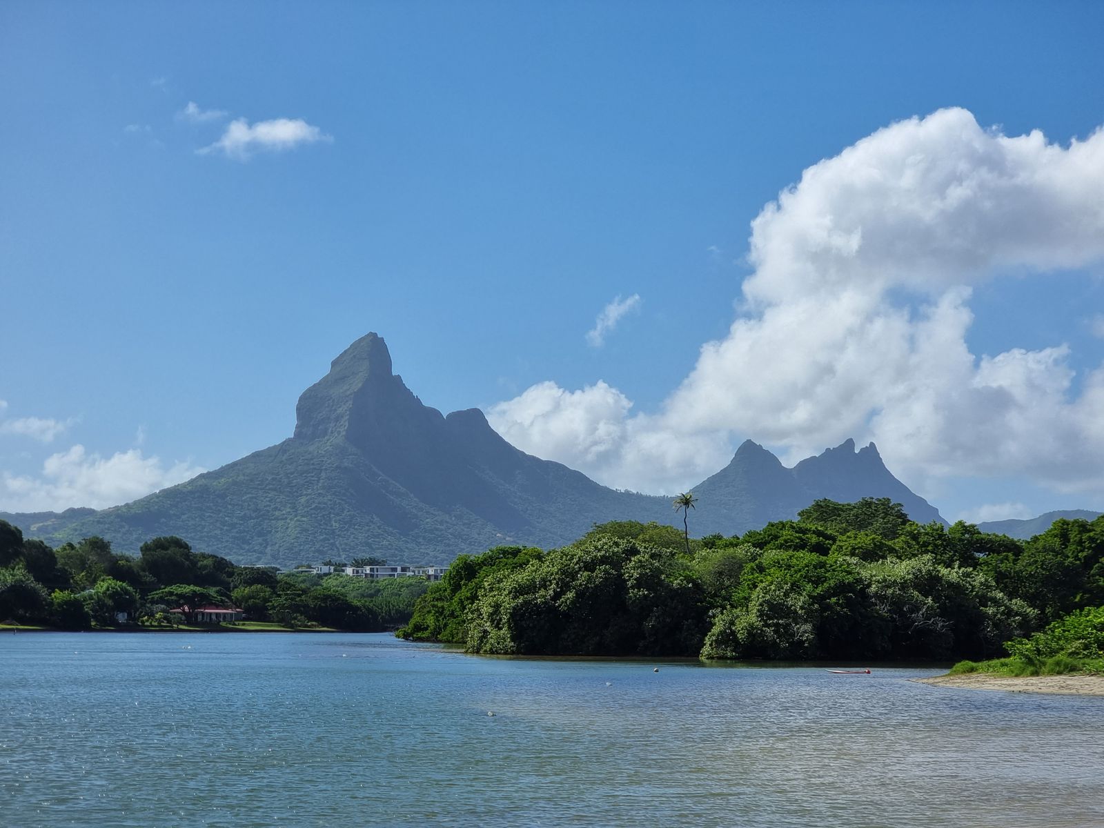 Mountain and lagoon in Mauritius